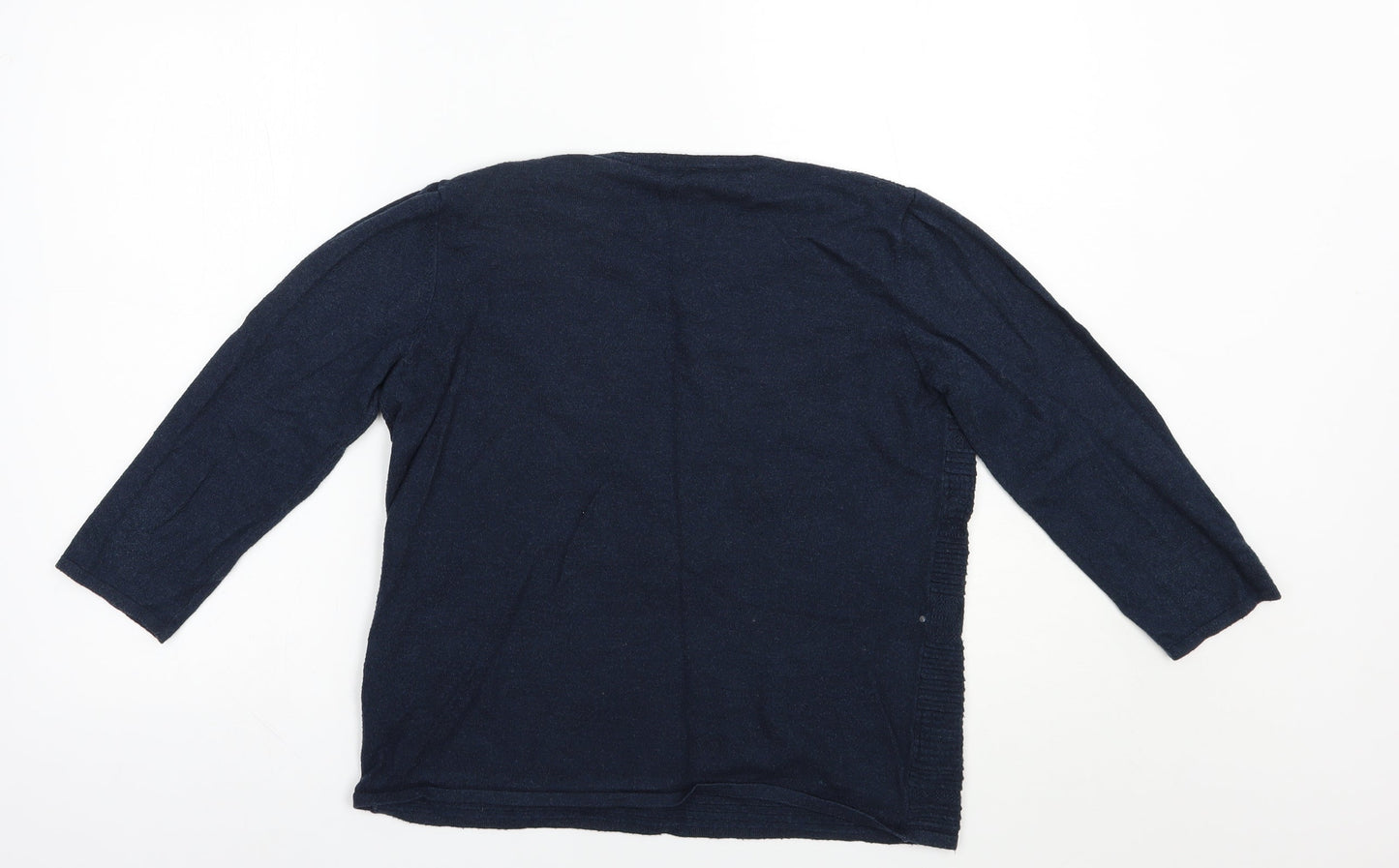 Warehouse Womens Blue Crew Neck  Viscose Pullover Jumper Size 14