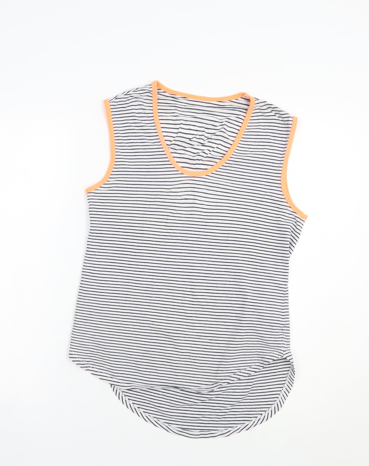 Dunnes Stores Womens White Striped Cotton Basic Tank Size S Scoop Neck