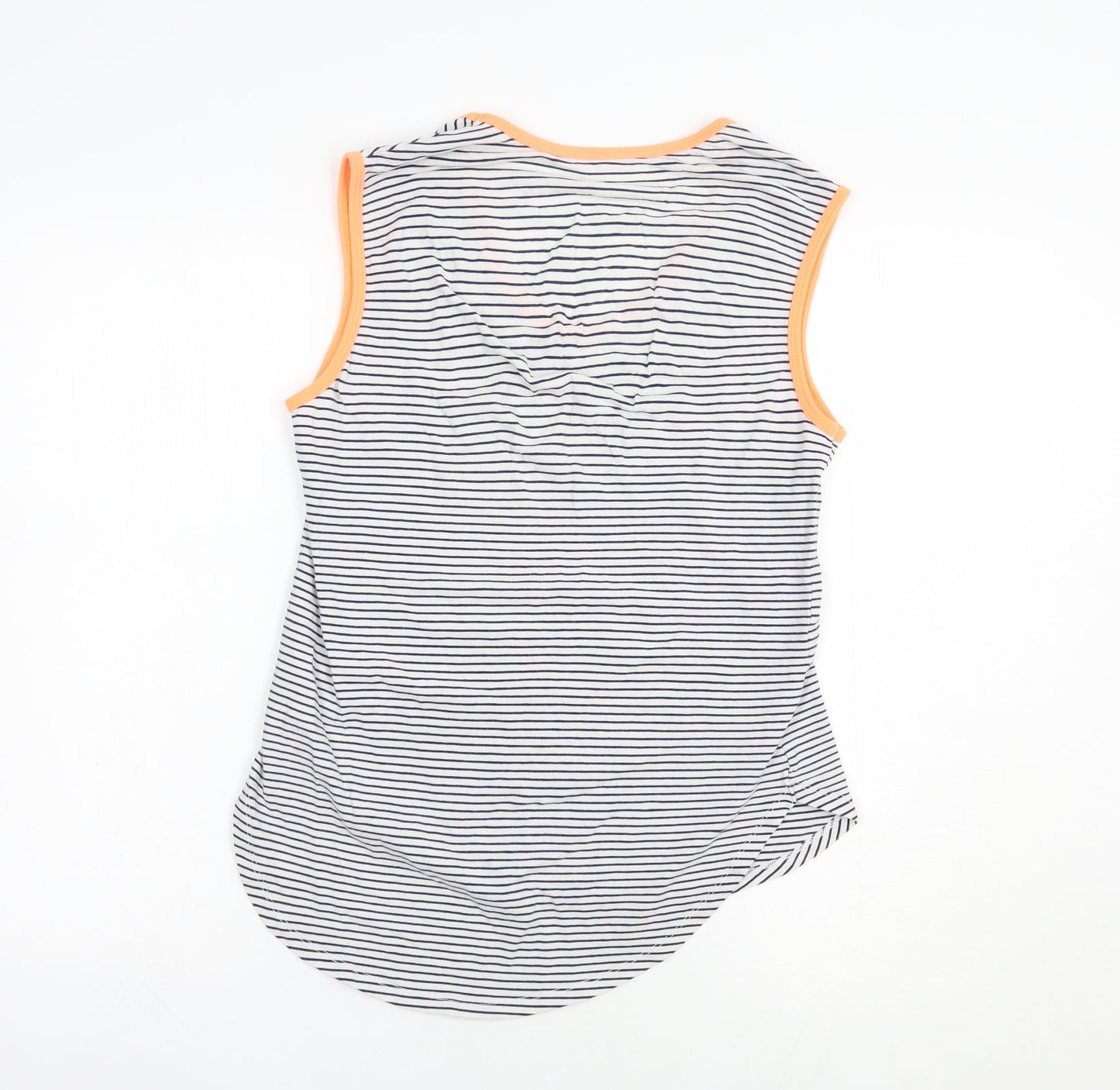 Dunnes Stores Womens White Striped Cotton Basic Tank Size S Scoop Neck