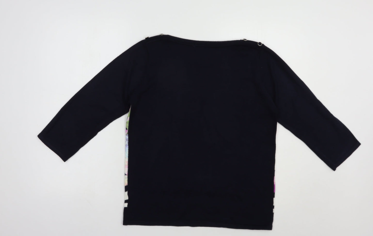 SaSa Womens Blue Boat Neck Floral Acrylic Pullover Jumper Size M