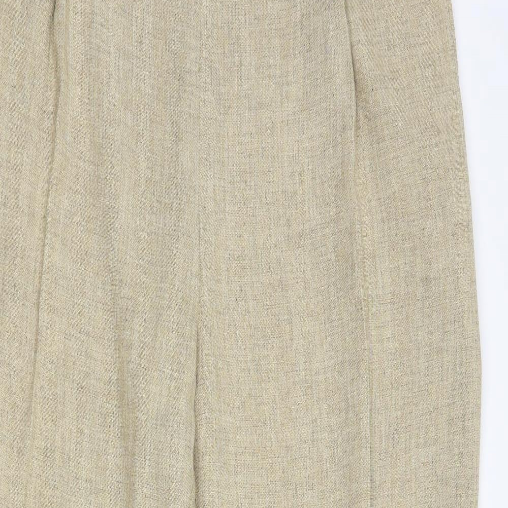 Marks and Spencer Womens Beige  Polyester Dress Pants Trousers Size 18 L27 in Regular Button
