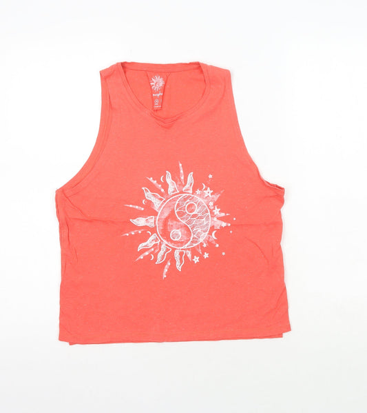 Atmosphere Womens Orange  Cotton Basic Tank Size 8 Crew Neck - Sun