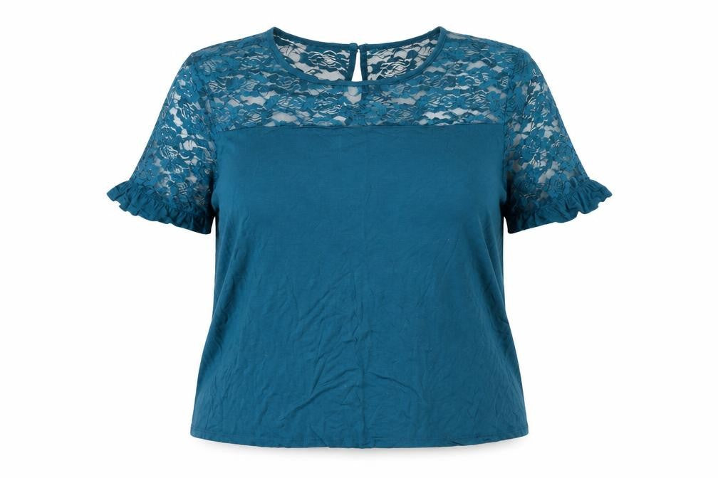 Studio Womens Blue  Polyester Basic Blouse Size 12 Crew Neck - Size 12/14