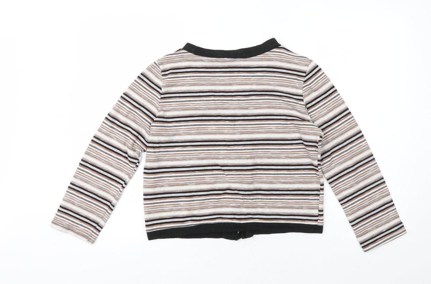 Dazy Womens Multicoloured V-Neck Striped Cotton Cardigan Jumper Size M