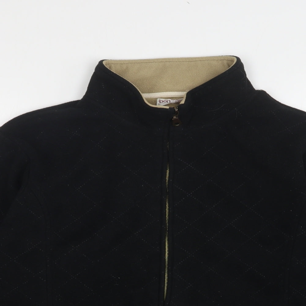 Bonmarché Womens Black  Polyester Full Zip Sweatshirt Size S