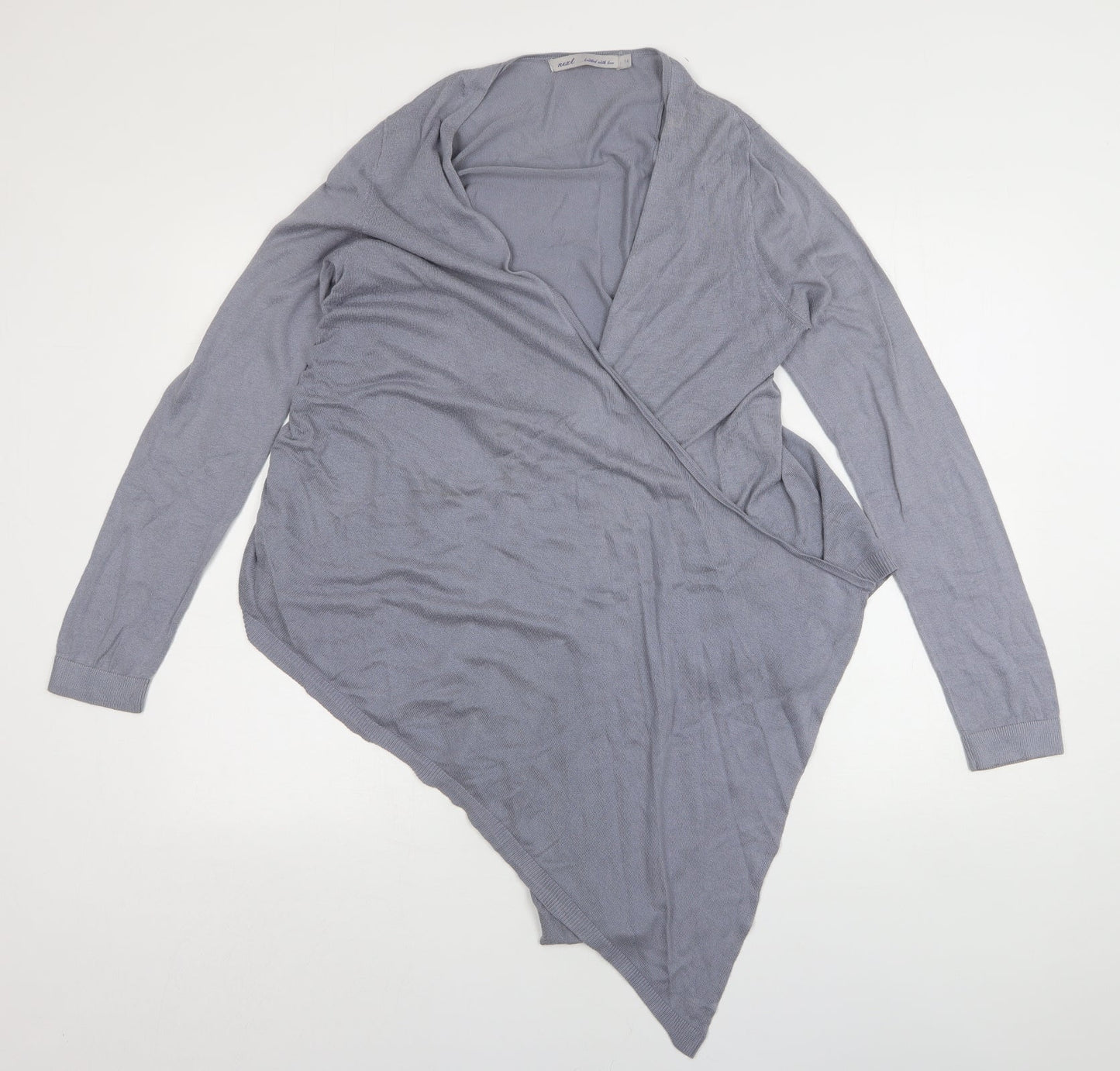 NEXT Womens Grey V-Neck  Viscose Cardigan Jumper Size 14
