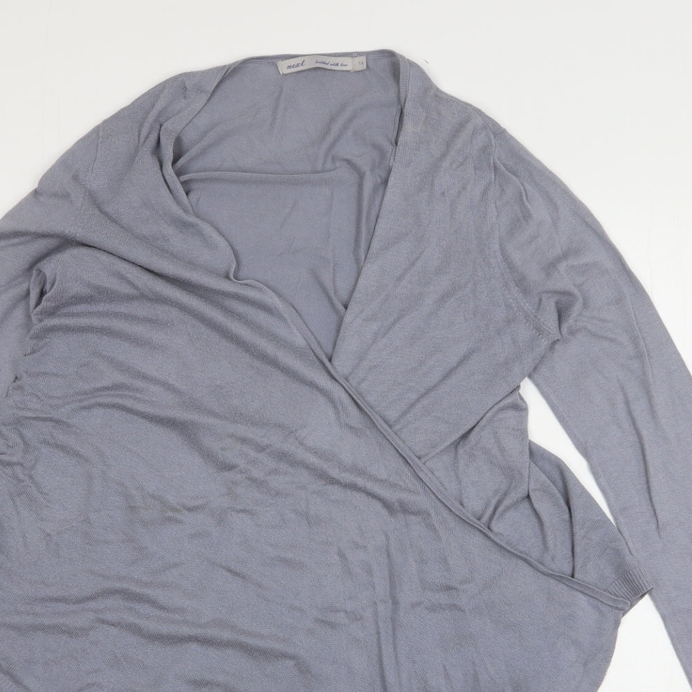 NEXT Womens Grey V-Neck  Viscose Cardigan Jumper Size 14