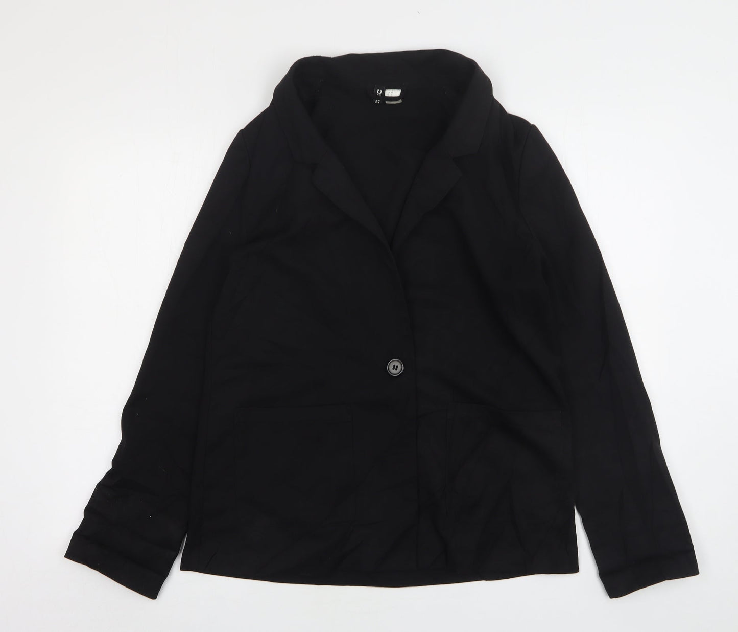 H&M Womens Black  Polyester Jacket Suit Jacket Size 14