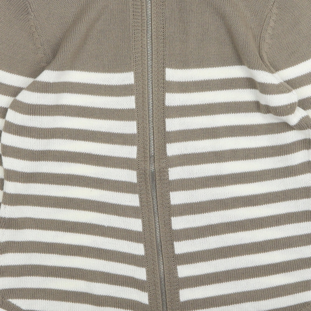Marble Womens Beige Round Neck Striped Acrylic Pullover Jumper Size XS