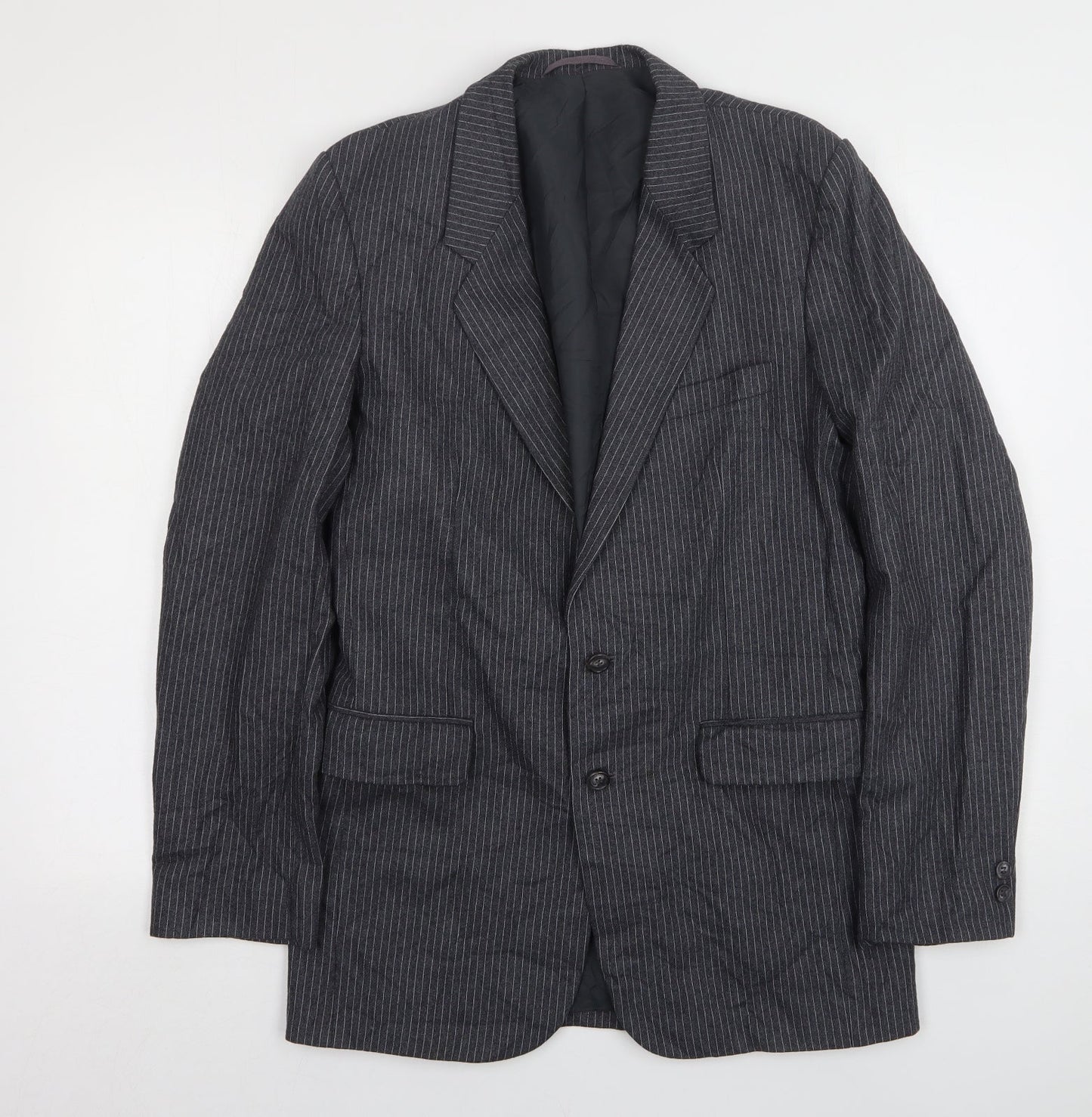 Burton  Mens Grey Striped Wool Jacket Suit Jacket Size 38