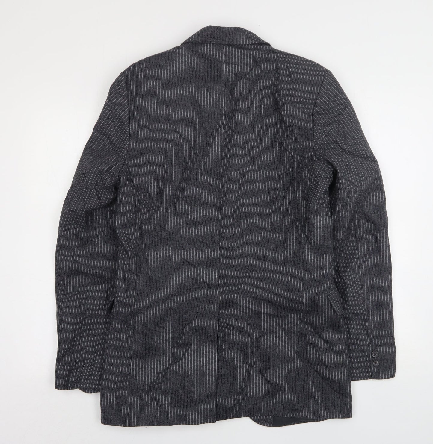 Burton  Mens Grey Striped Wool Jacket Suit Jacket Size 38
