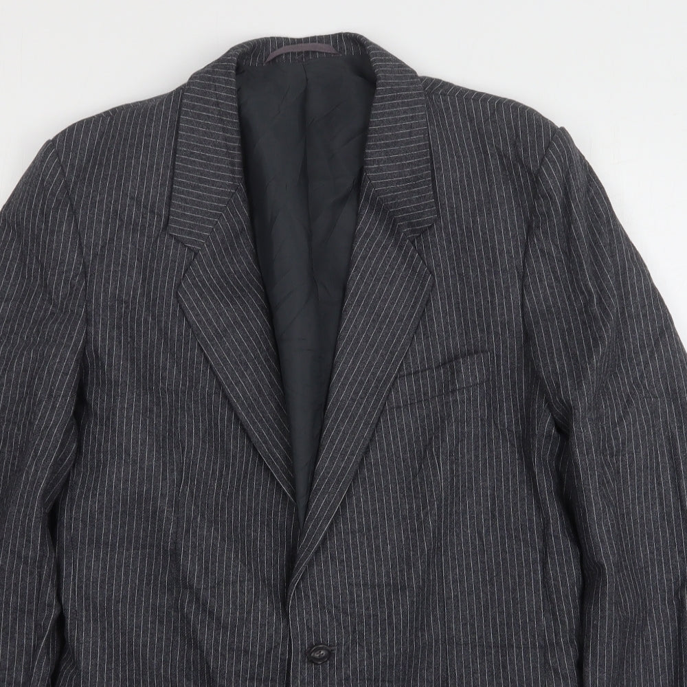 Burton  Mens Grey Striped Wool Jacket Suit Jacket Size 38