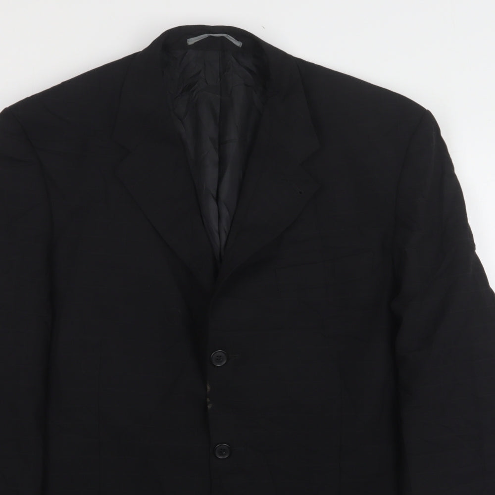 NEXT Mens Black Check Wool Jacket Suit Jacket Size 44