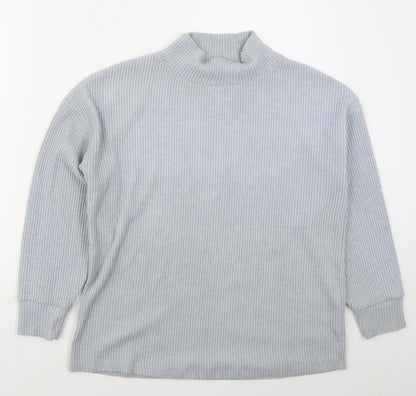 Tu Womens Blue High Neck  Polyester Pullover Jumper Size 10