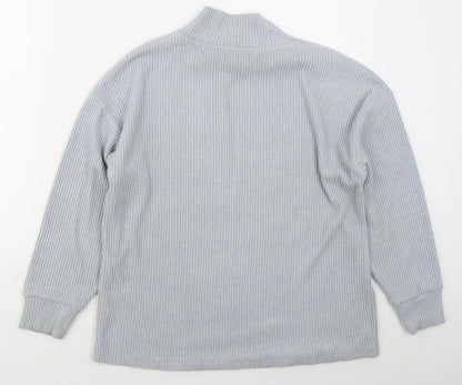 Tu Womens Blue High Neck  Polyester Pullover Jumper Size 10