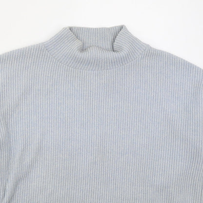 Tu Womens Blue High Neck  Polyester Pullover Jumper Size 10