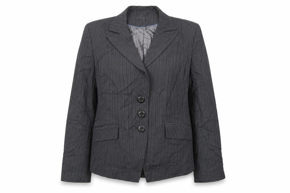 NEXT Womens Grey Striped Polyester Jacket Suit Jacket Size 16