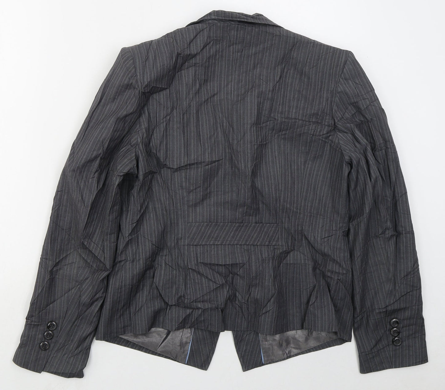 NEXT Womens Grey Striped Polyester Jacket Suit Jacket Size 16