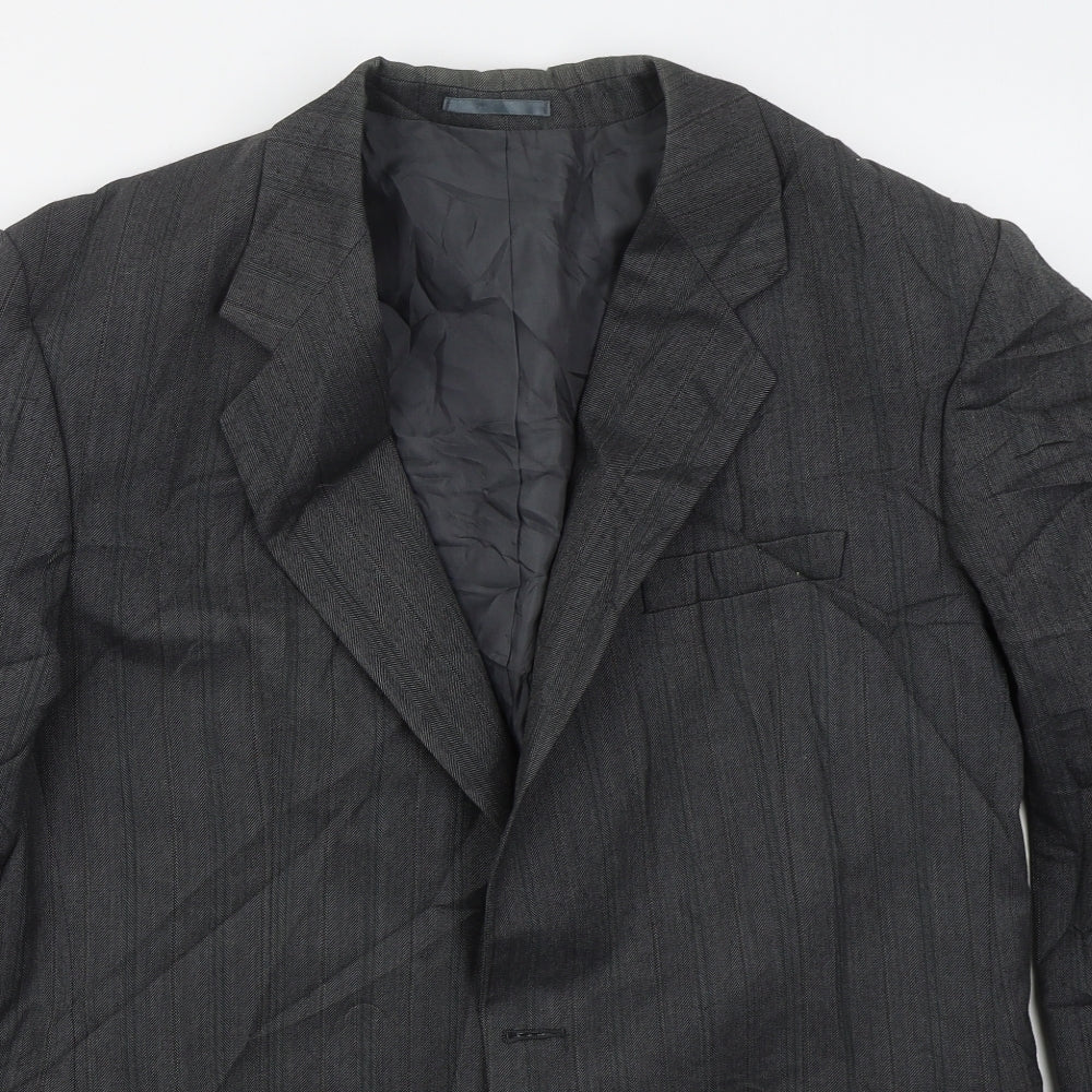 Chesterfield Mens Grey Herringbone Wool Jacket Suit Jacket Size 40