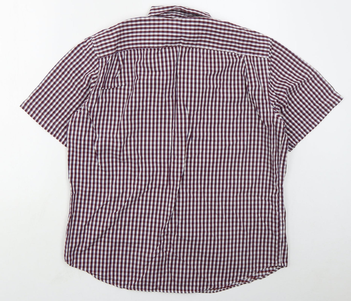 Marks and Spencer Mens Purple Check Cotton  Button-Up Size L Collared Button - v