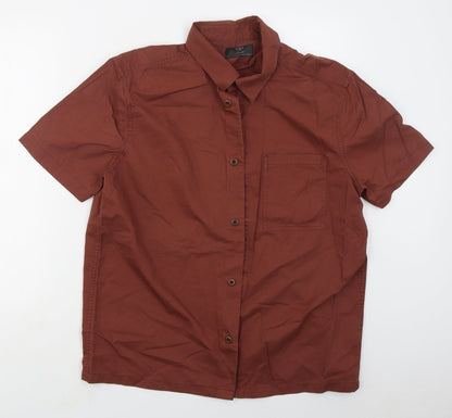 Marks & Spencer Mens Red  Cotton  Button-Up Size L Collared Button - Rust Coloured