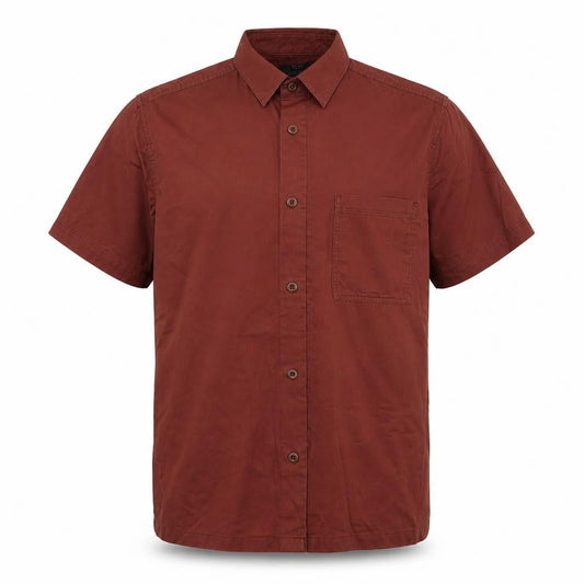 Marks & Spencer Mens Red  Cotton  Button-Up Size L Collared Button - Rust Coloured