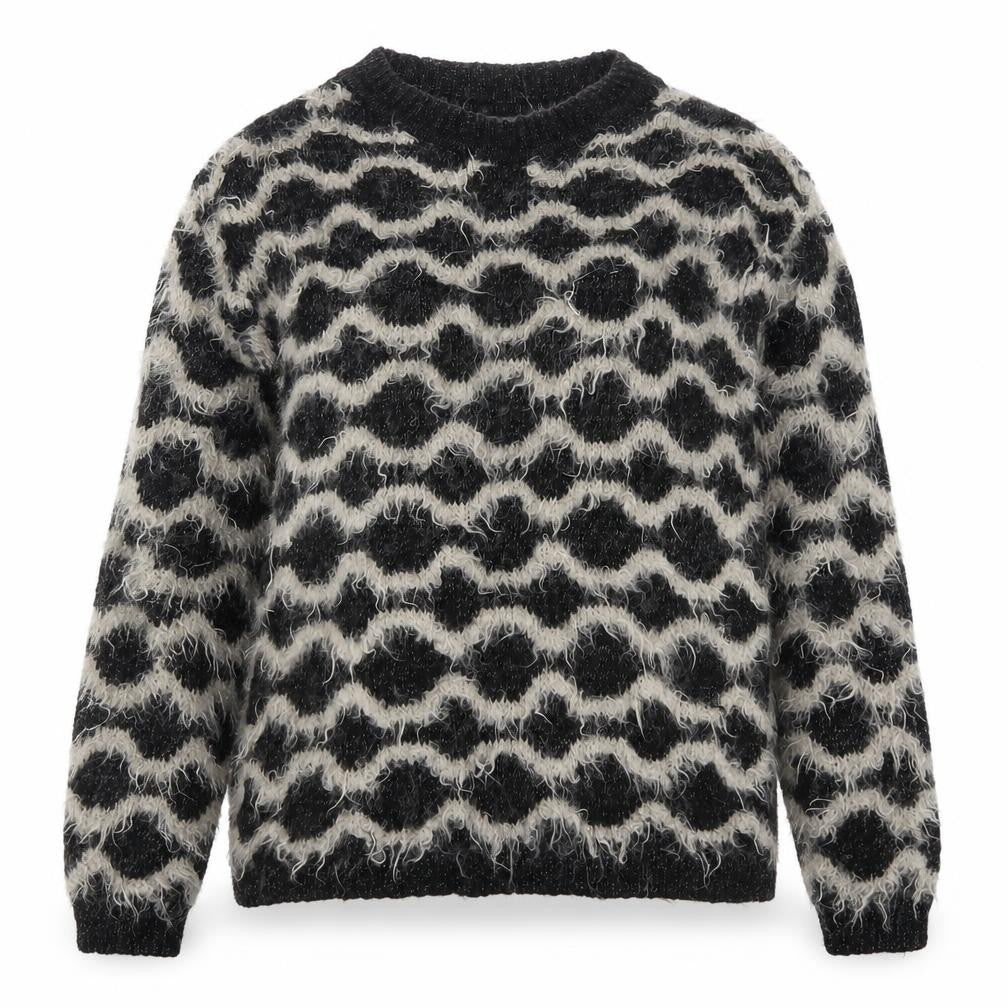Marks & Spencer Womens Black Crew Neck Geometric Nylon Pullover Jumper Size 12