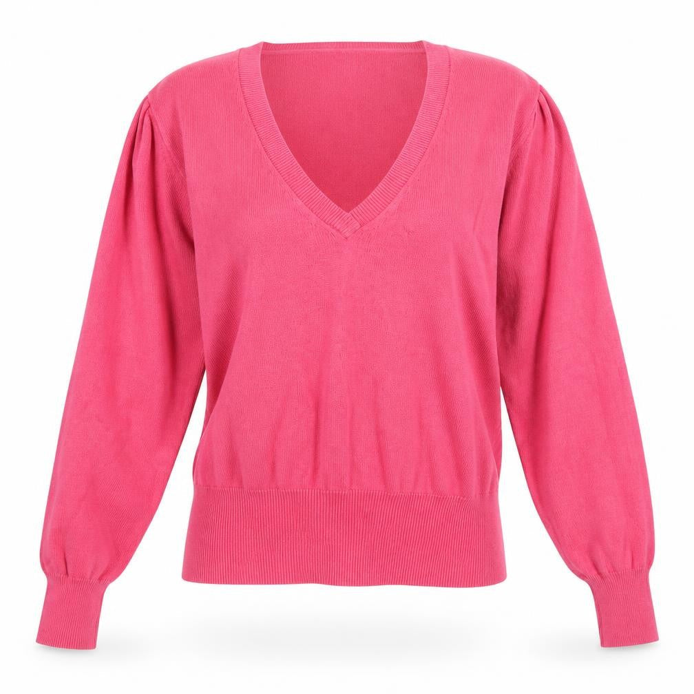 Austen Reed Womens Pink V-Neck  Cotton Pullover Jumper Size XL