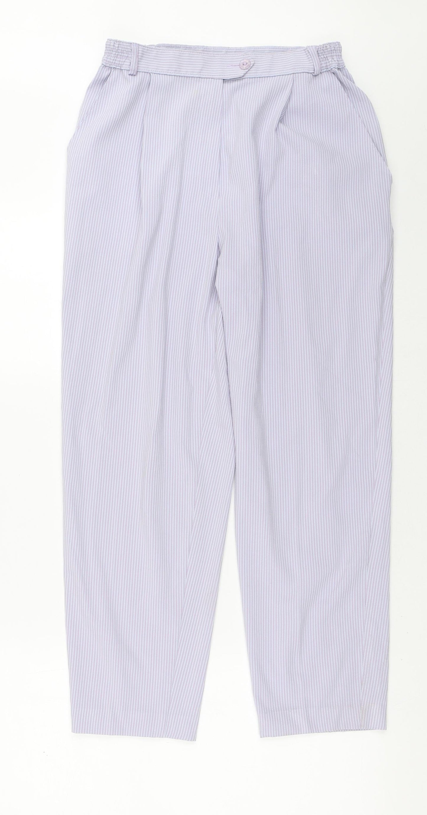 Marks and Spencer Womens Purple Striped Polyester Trousers  Size 12 L26 in Regular