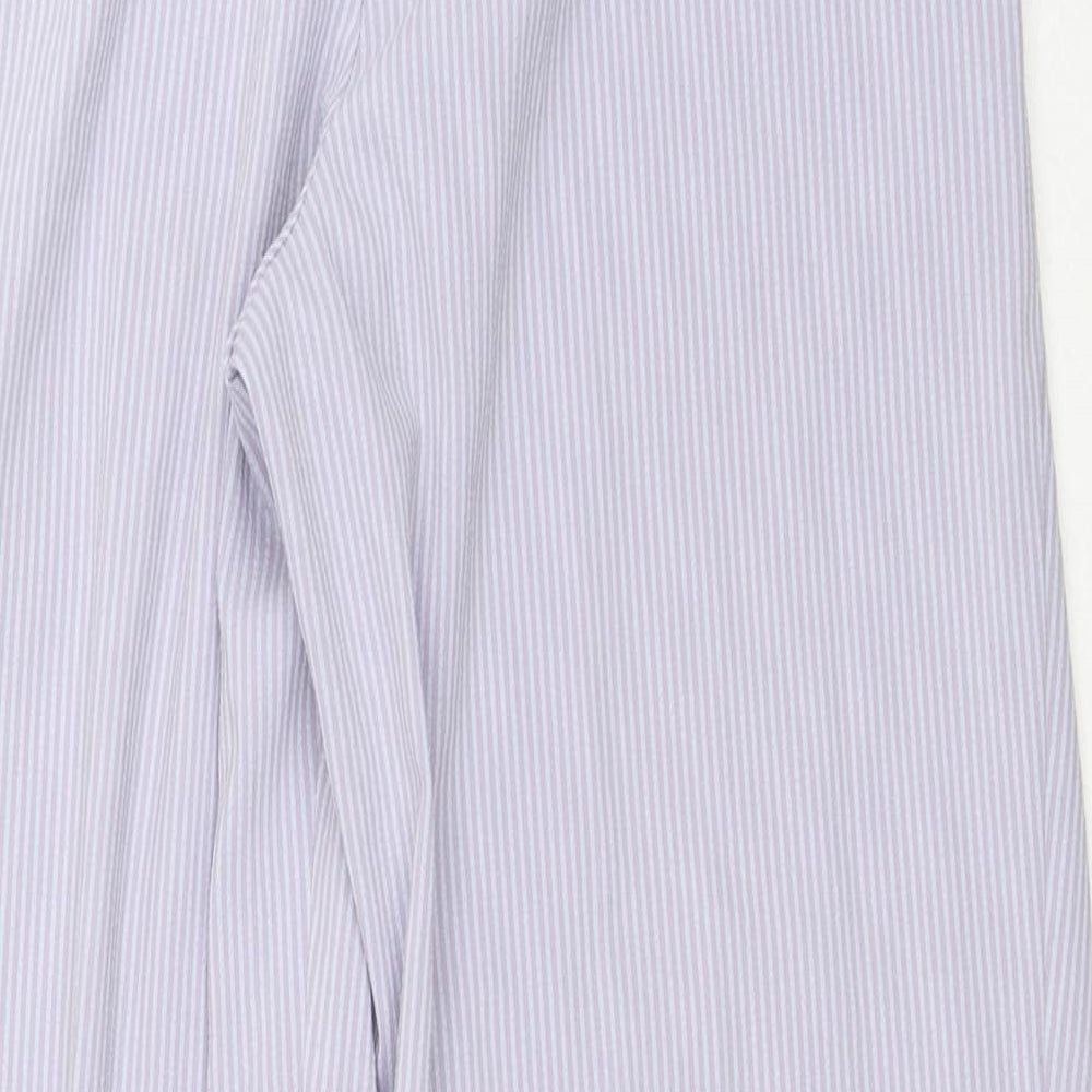 Marks and Spencer Womens Purple Striped Polyester Trousers  Size 12 L26 in Regular