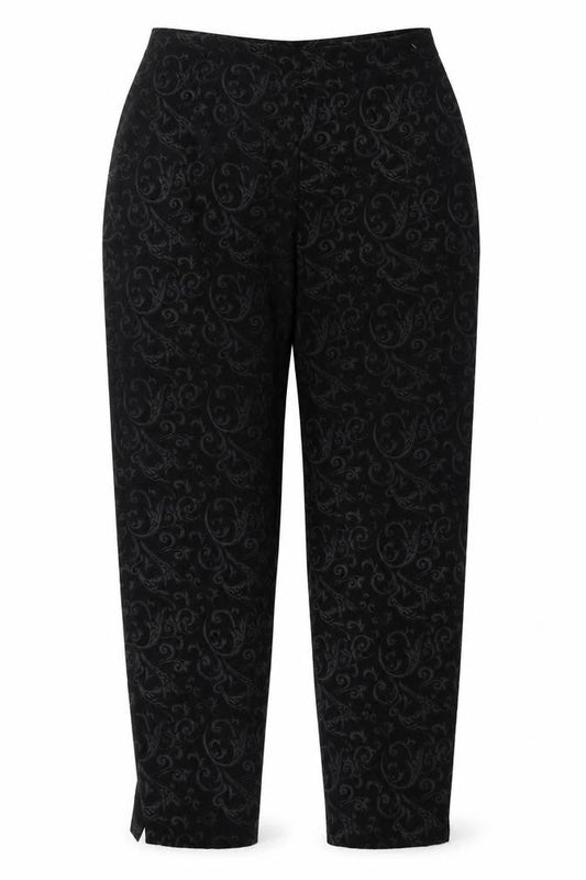 NEXT Womens Black Geometric Polyester Trousers  Size 14 L28 in Regular
