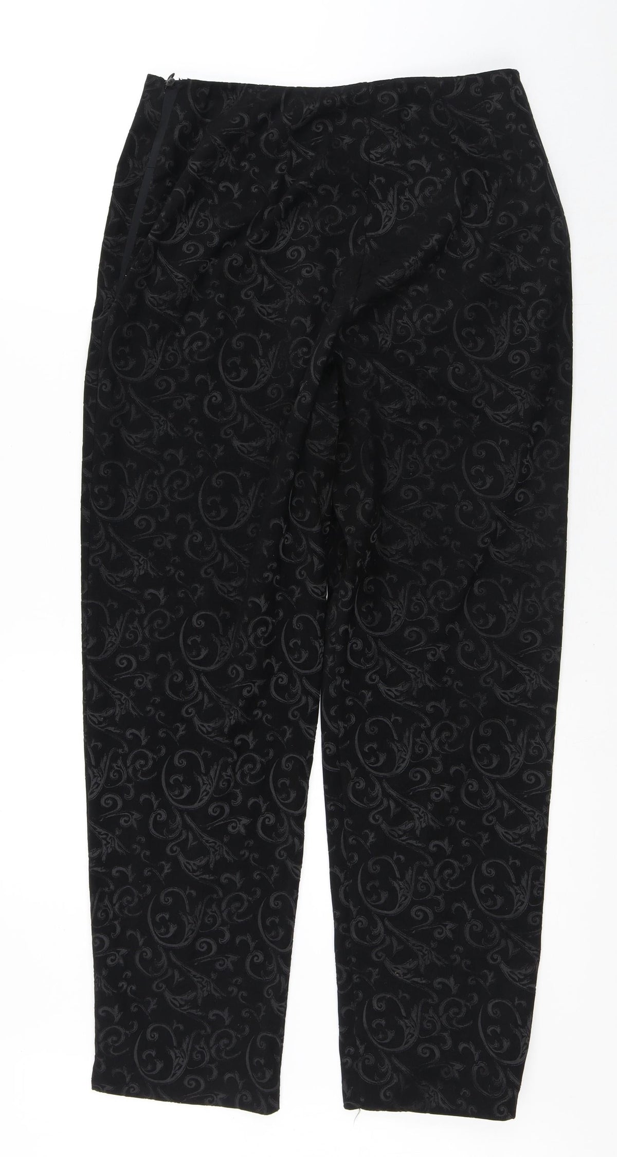 NEXT Womens Black Geometric Polyester Trousers  Size 14 L28 in Regular