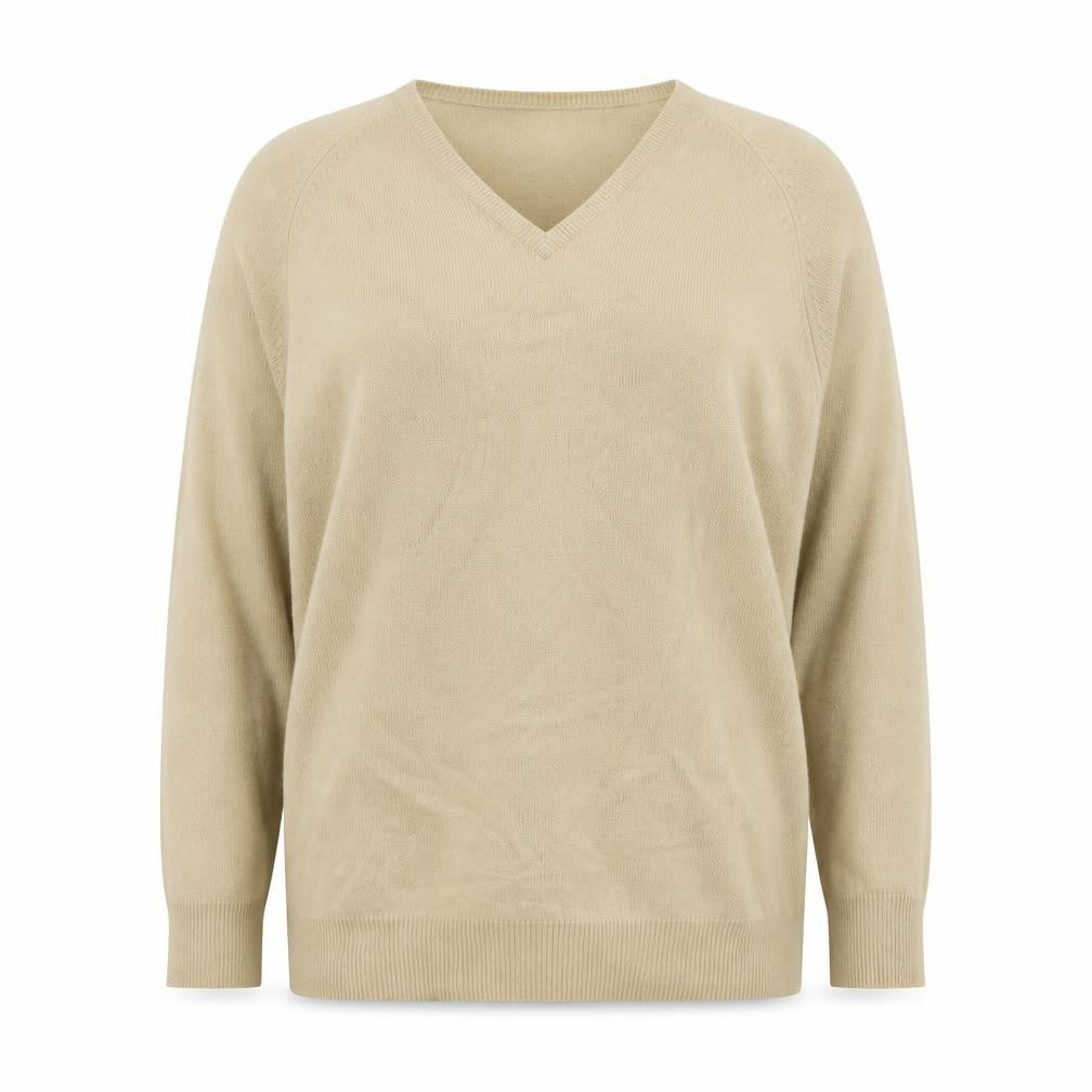 Wardrobe Womens Beige V-Neck  Acrylic Pullover Jumper Size 16