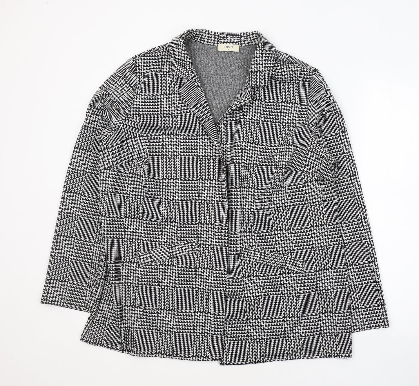 Papaya Womens Black Geometric  Jacket Blazer Size 12