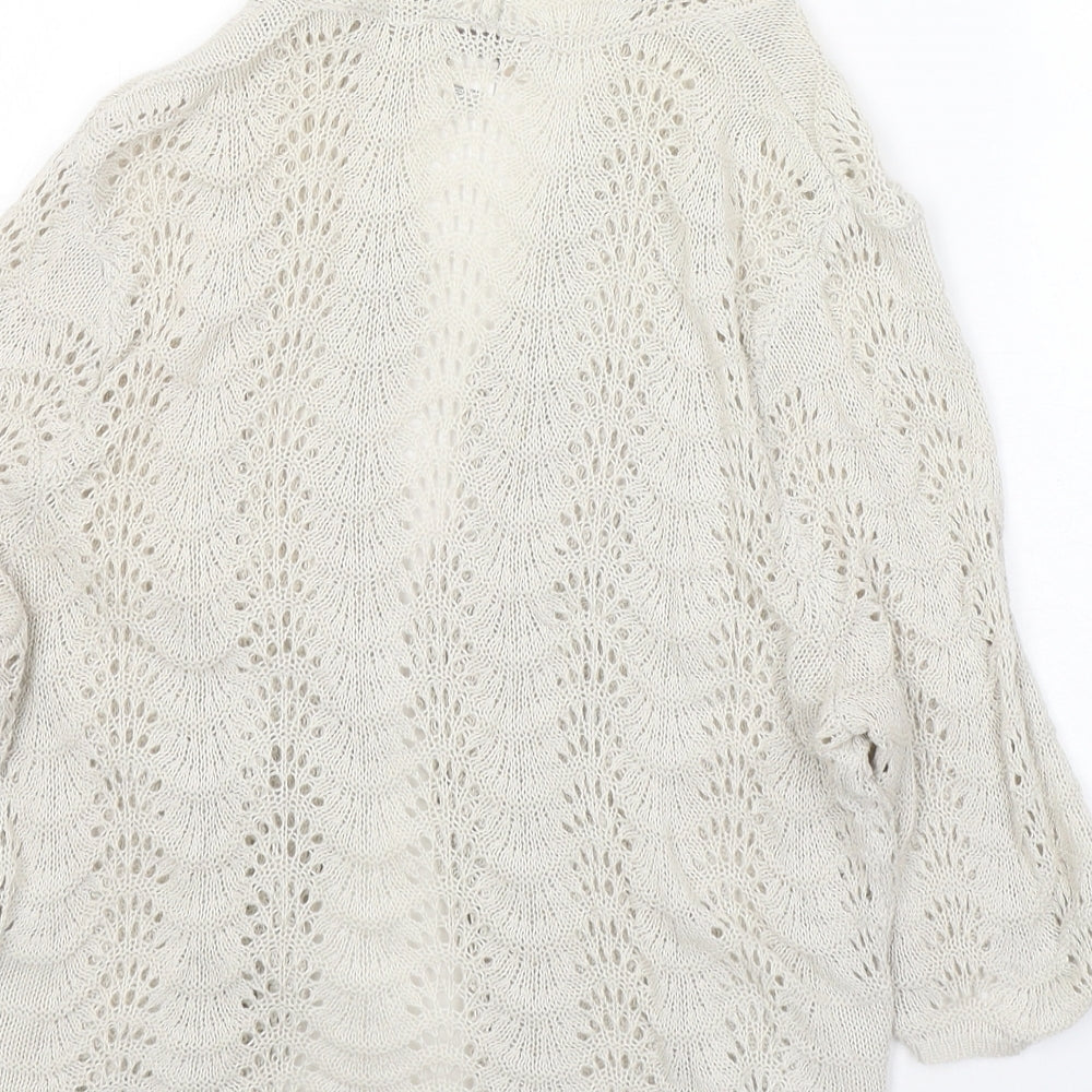 LOFT Womens Beige V-Neck  Cotton Cardigan Jumper Size S