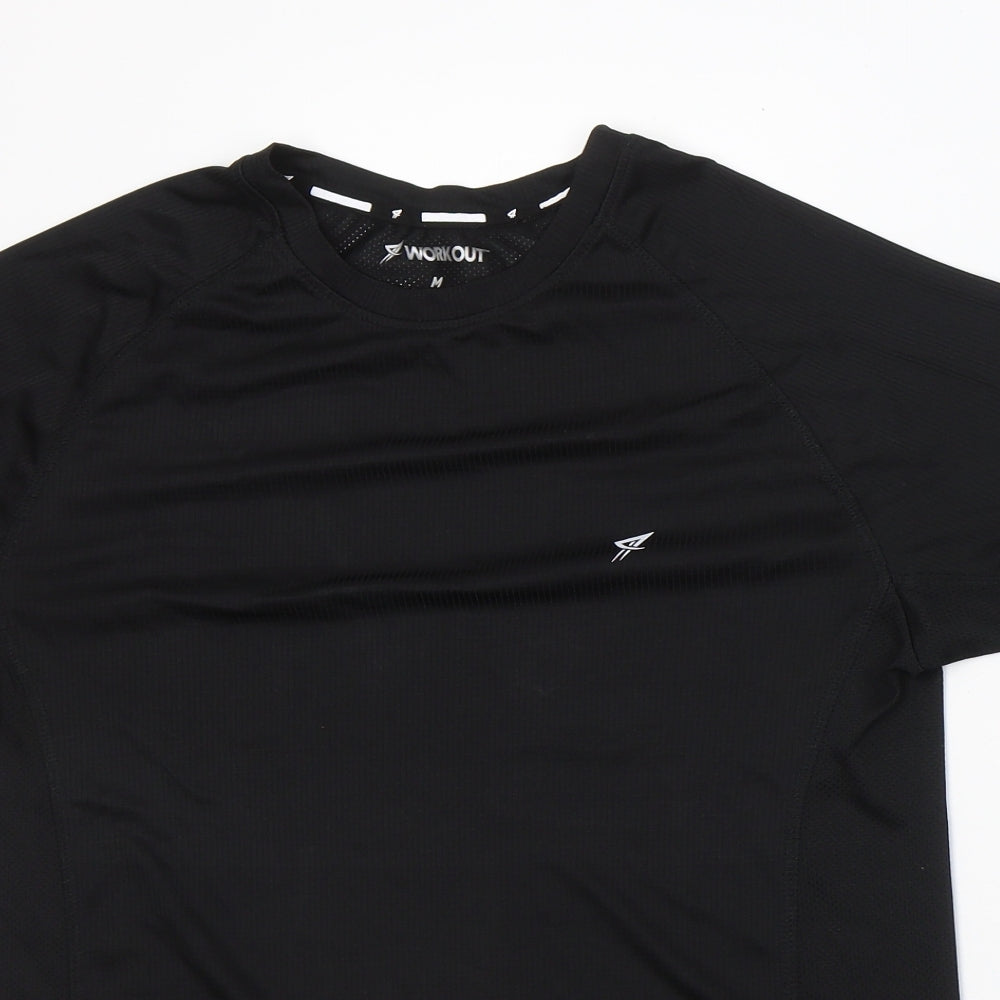 Preloved WORKOUT Womens Black  Polyester Basic T-Shirt  Round Neck Pullover - Detail