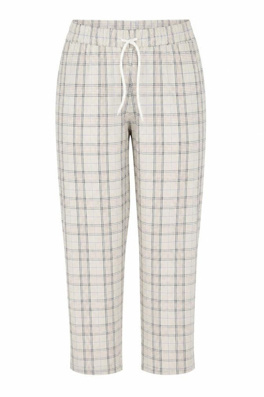 Angora Womens Beige Plaid Polyester Trousers  Size S L23 in Regular Tie