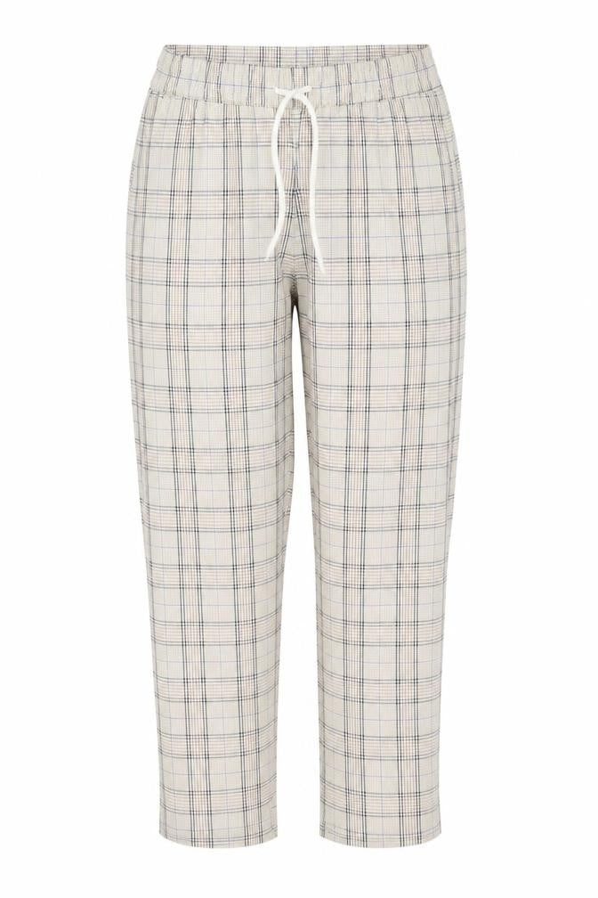 Angora Womens Beige Plaid Polyester Trousers  Size S L23 in Regular Tie