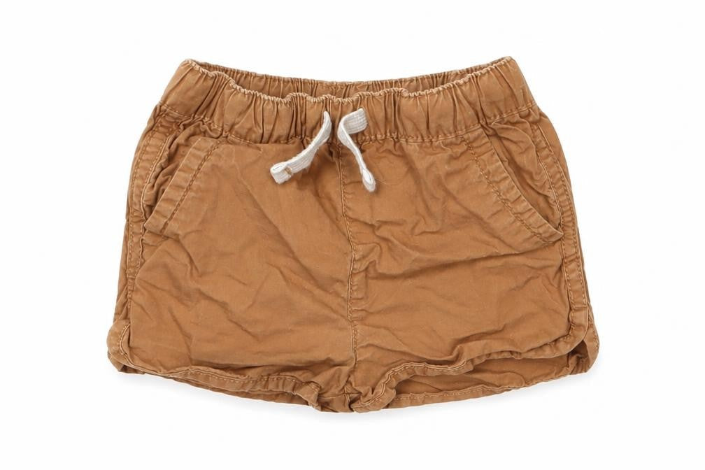 Tu  Boys Brown  100% Cotton Cropped Trousers Size 12-18 Months  Drawstring