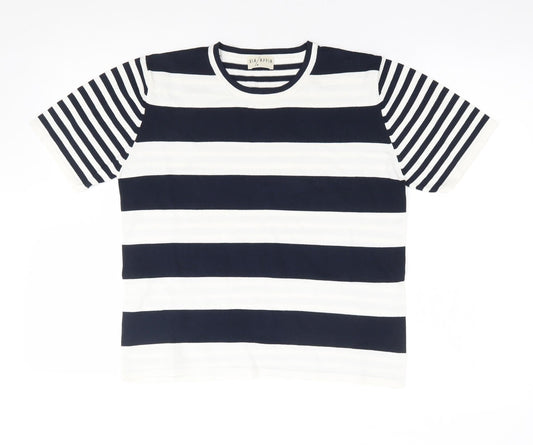Via Appia Womens Multicoloured Striped Viscose Jersey T-Shirt Size 12 Crew Neck