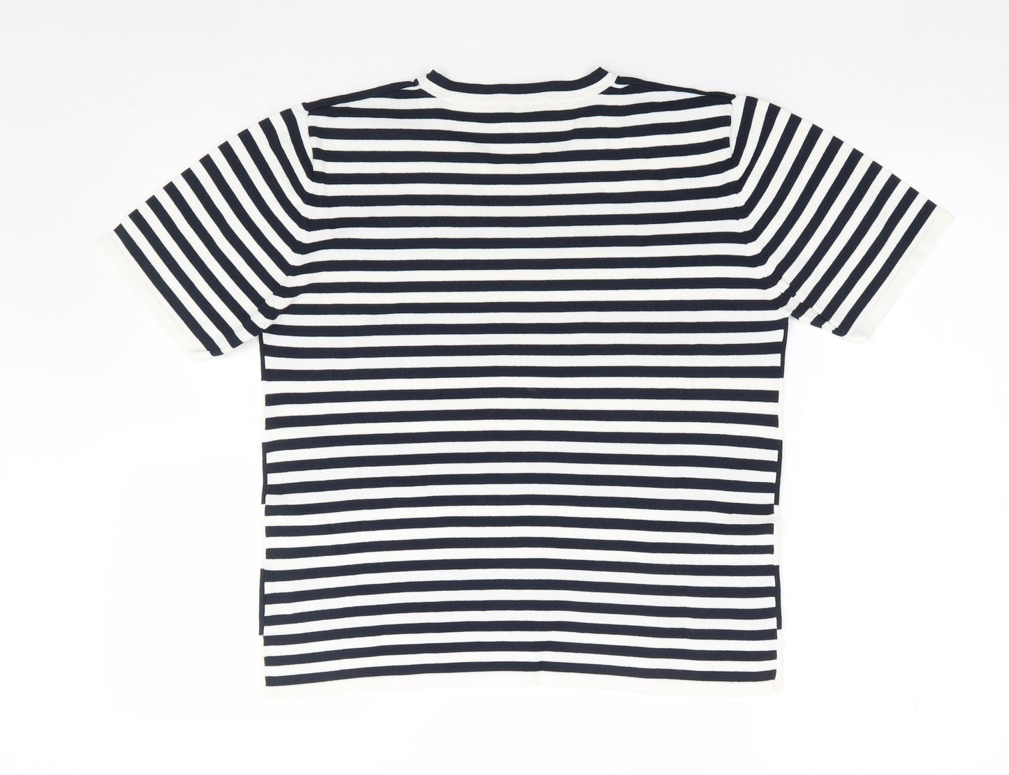 Via Appia Womens Multicoloured Striped Viscose Jersey T-Shirt Size 12 Crew Neck