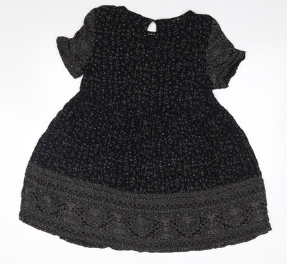 New Look  Womens Black Geometric Polyester Fit & Flare  Size S  Round Neck Pullover