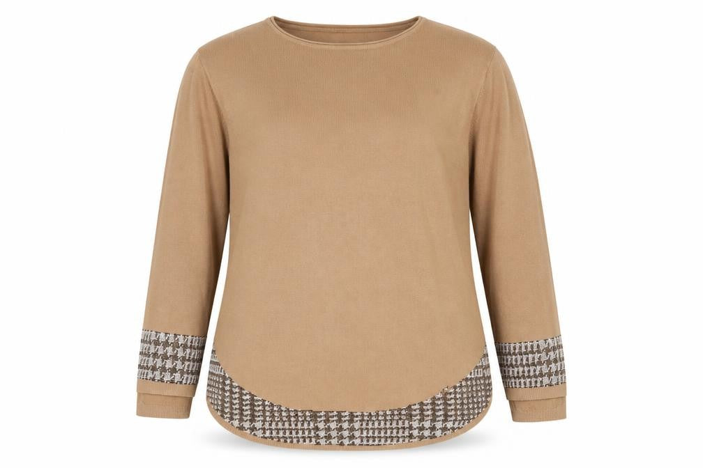 Evis  Womens Brown Crew Neck  Viscose Pullover Jumper Size L