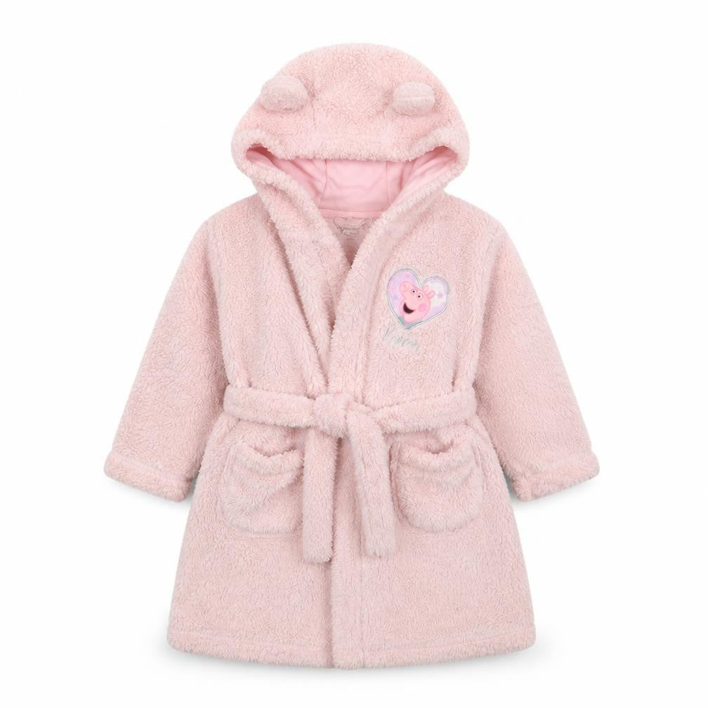 George Girls Pink Solid Polyester Robe  Size 12-18 Months  Drawstring - Peppa Pig