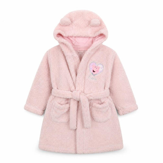 George Girls Pink Solid Polyester Robe  Size 12-18 Months  Drawstring - Peppa Pig