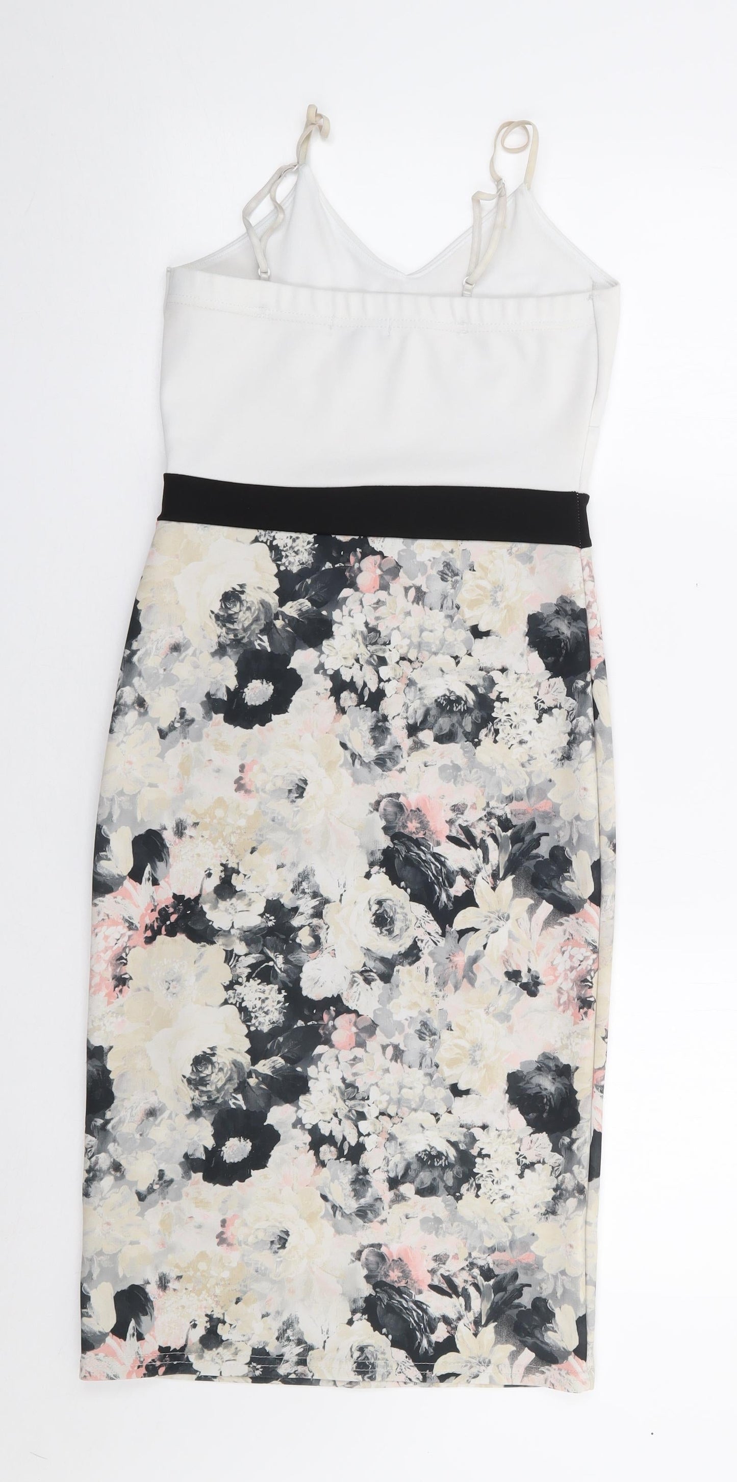 Missi London Womens Multicoloured Floral Polyester Bodycon  Size 8  V-Neck Pullover