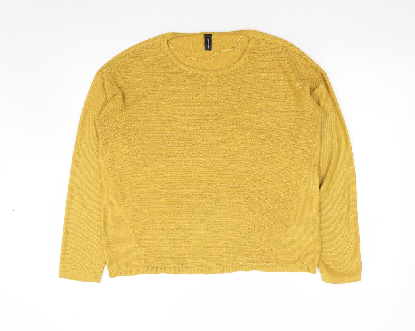 Soya Concept Womens Yellow Round Neck  Polyester Pullover Jumper Size M