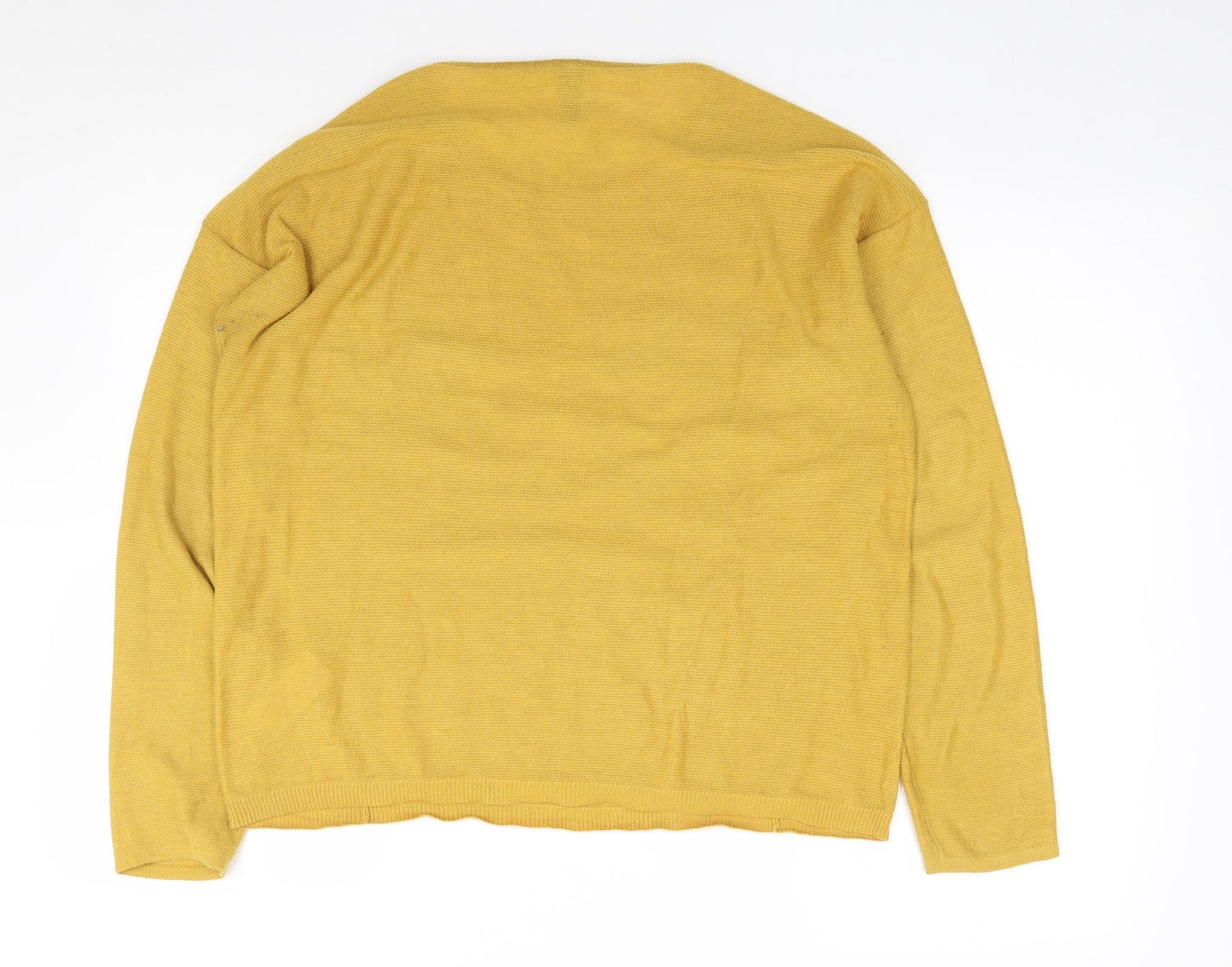 Soya Concept Womens Yellow Round Neck  Polyester Pullover Jumper Size M