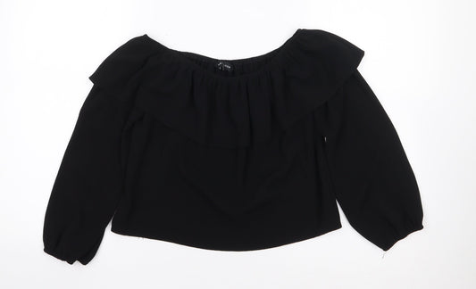 New Look  Womens Black  Polyester Cropped Blouse Size 8 Off the Shoulder