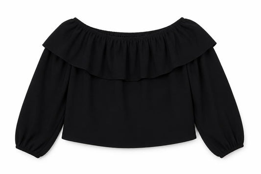 New Look  Womens Black  Polyester Cropped Blouse Size 8 Off the Shoulder